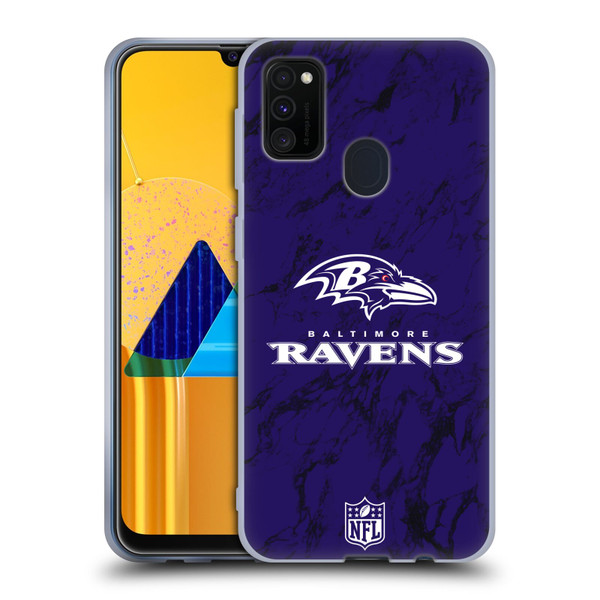 NFL Baltimore Ravens Graphics Coloured Marble Soft Gel Case for Samsung Galaxy M30s (2019)/M21 (2020)
