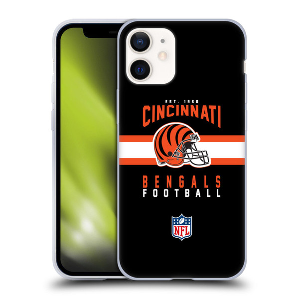 NFL Cincinnati Bengals Graphics Helmet Typography Soft Gel Case for Apple iPhone 12 Mini