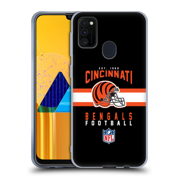 NFL Cincinnati Bengals Graphics Helmet Typography Soft Gel Case for Samsung Galaxy M30s (2019)/M21 (2020)