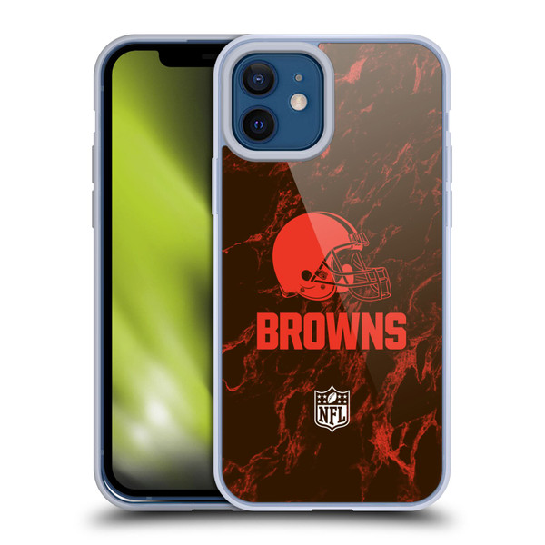 NFL Cleveland Browns Graphics Coloured Marble Soft Gel Case for Apple iPhone 12 / iPhone 12 Pro