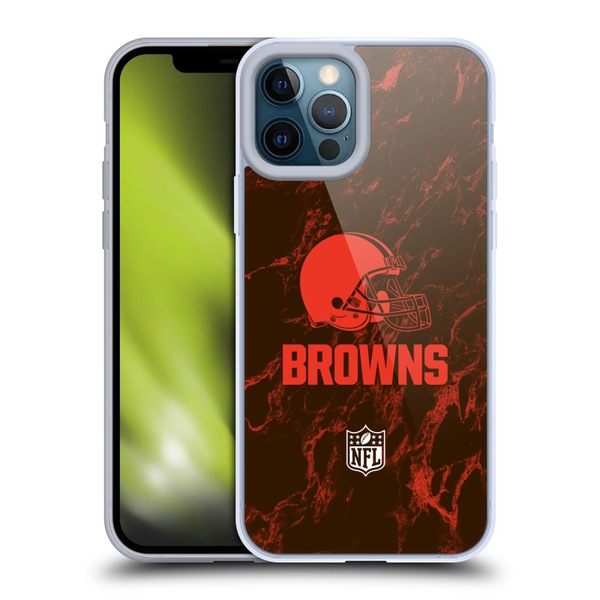 NFL Cleveland Browns Graphics Coloured Marble Soft Gel Case for Apple iPhone 12 Pro Max