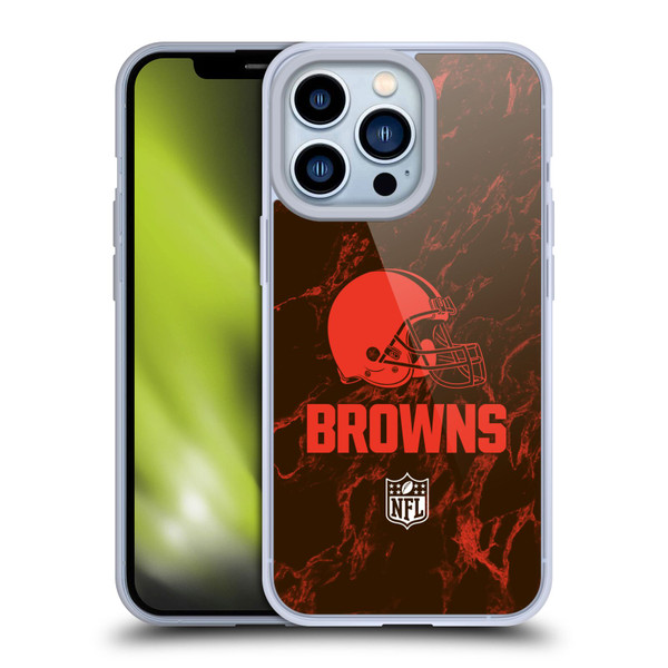 NFL Cleveland Browns Graphics Coloured Marble Soft Gel Case for Apple iPhone 13 Pro