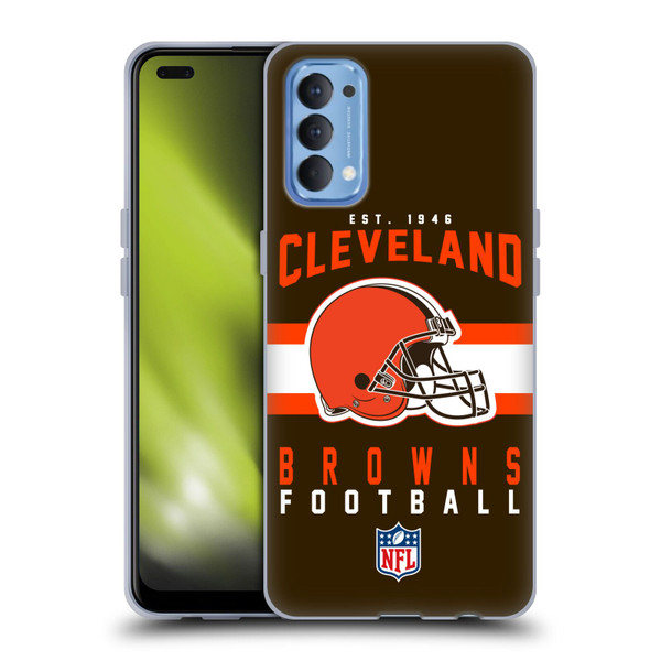 NFL Cleveland Browns Graphics Helmet Typography Soft Gel Case for OPPO Reno 4 5G