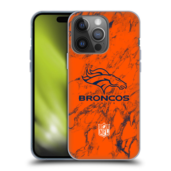 NFL Denver Broncos Graphics Coloured Marble Soft Gel Case for Apple iPhone 14 Pro