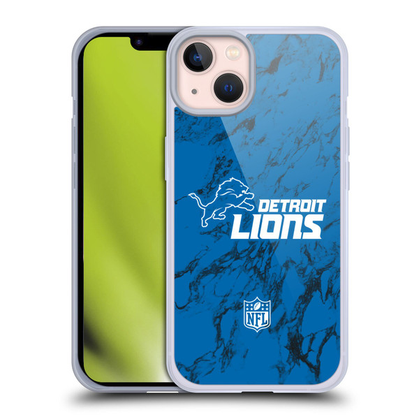 NFL Detroit Lions Graphics Coloured Marble Soft Gel Case for Apple iPhone 13