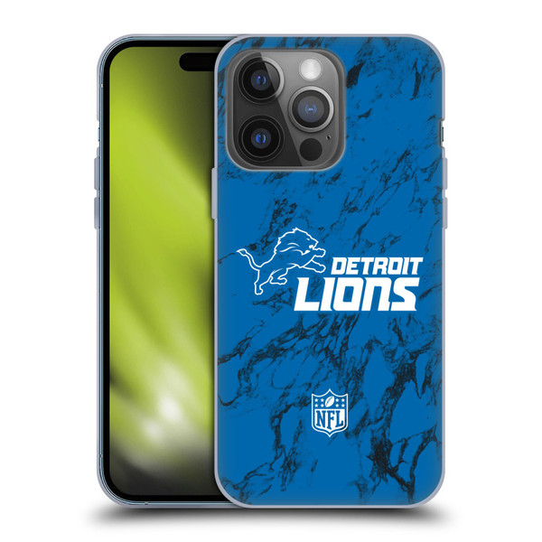 NFL Detroit Lions Graphics Coloured Marble Soft Gel Case for Apple iPhone 14 Pro