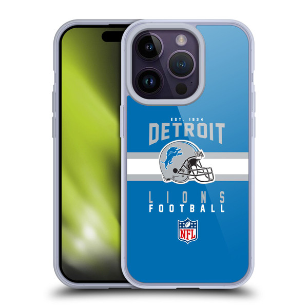 NFL Detroit Lions Graphics Helmet Typography Soft Gel Case for Apple iPhone 14 Pro
