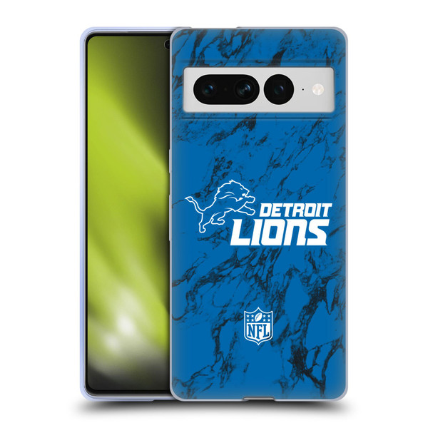 NFL Detroit Lions Graphics Coloured Marble Soft Gel Case for Google Pixel 7 Pro