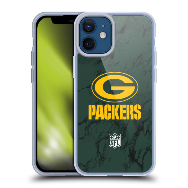 NFL Green Bay Packers Graphics Coloured Marble Soft Gel Case for Apple iPhone 12 Mini