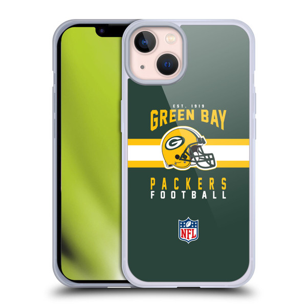 NFL Green Bay Packers Graphics Helmet Typography Soft Gel Case for Apple iPhone 13
