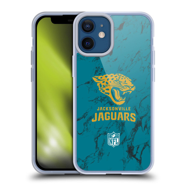 NFL Jacksonville Jaguars Graphics Coloured Marble Soft Gel Case for Apple iPhone 12 Mini