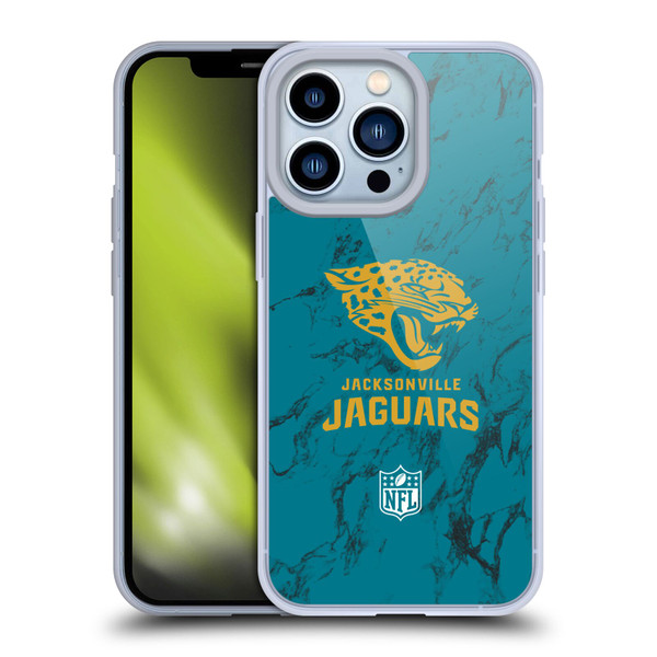 NFL Jacksonville Jaguars Graphics Coloured Marble Soft Gel Case for Apple iPhone 13 Pro
