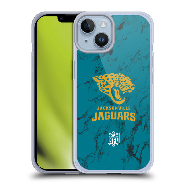 NFL Jacksonville Jaguars Graphics Coloured Marble Soft Gel Case for Apple iPhone 14