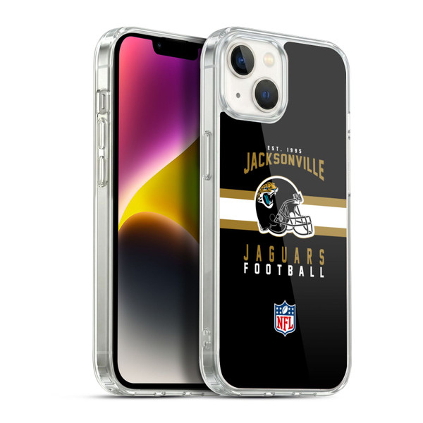 NFL Jacksonville Jaguars Graphics Helmet Typography Soft Gel Case for Apple iPhone 14 Plus & MagSafe