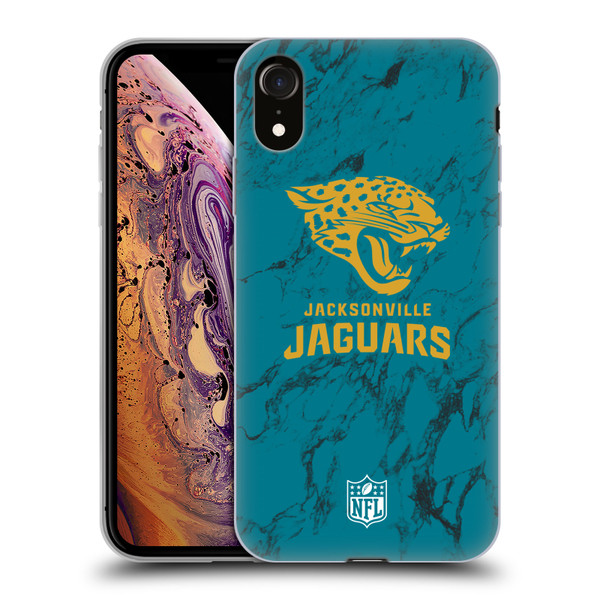 NFL Jacksonville Jaguars Graphics Coloured Marble Soft Gel Case for Apple iPhone XR
