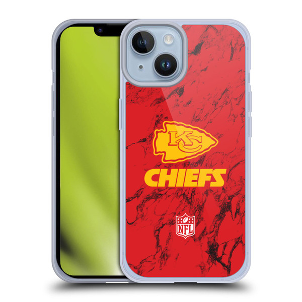 NFL Kansas City Chiefs Graphics Coloured Marble Soft Gel Case for Apple iPhone 14