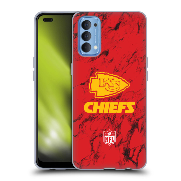 NFL Kansas City Chiefs Graphics Coloured Marble Soft Gel Case for OPPO Reno 4 5G
