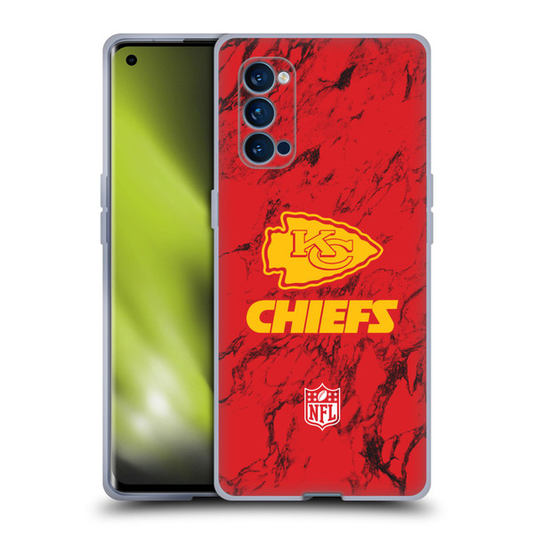NFL Kansas City Chiefs Graphics Coloured Marble Soft Gel Case for OPPO Reno 4 Pro 5G