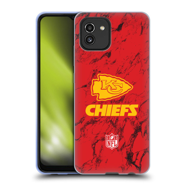 NFL Kansas City Chiefs Graphics Coloured Marble Soft Gel Case for Samsung Galaxy A03 (2021)