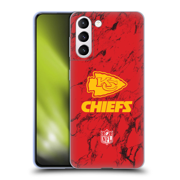 NFL Kansas City Chiefs Graphics Coloured Marble Soft Gel Case for Samsung Galaxy S21+ 5G