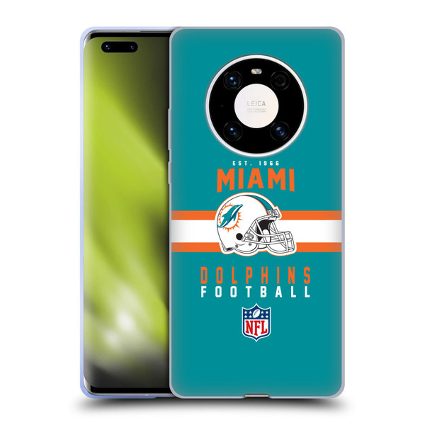 NFL Miami Dolphins Graphics Helmet Typography Soft Gel Case for Huawei Mate 40 Pro 5G