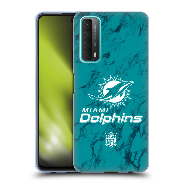 NFL Miami Dolphins Graphics Coloured Marble Soft Gel Case for Huawei P Smart (2021)
