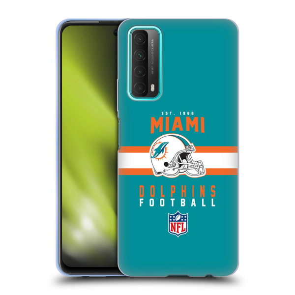 NFL Miami Dolphins Graphics Helmet Typography Soft Gel Case for Huawei P Smart (2021)