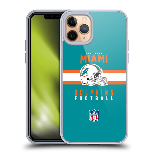 NFL Miami Dolphins Graphics Helmet Typography Soft Gel Case for Apple iPhone 11 Pro