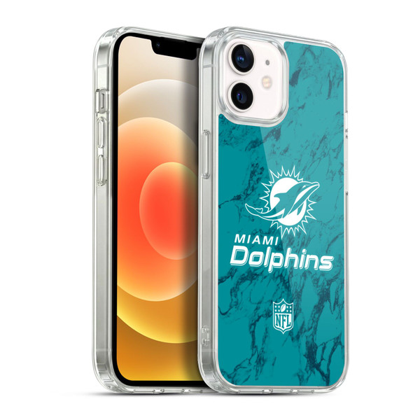 NFL Miami Dolphins Graphics Coloured Marble Soft Gel Case for Apple iPhone 12 / iPhone 12 Pro & MagSafe