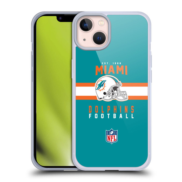 NFL Miami Dolphins Graphics Helmet Typography Soft Gel Case for Apple iPhone 13