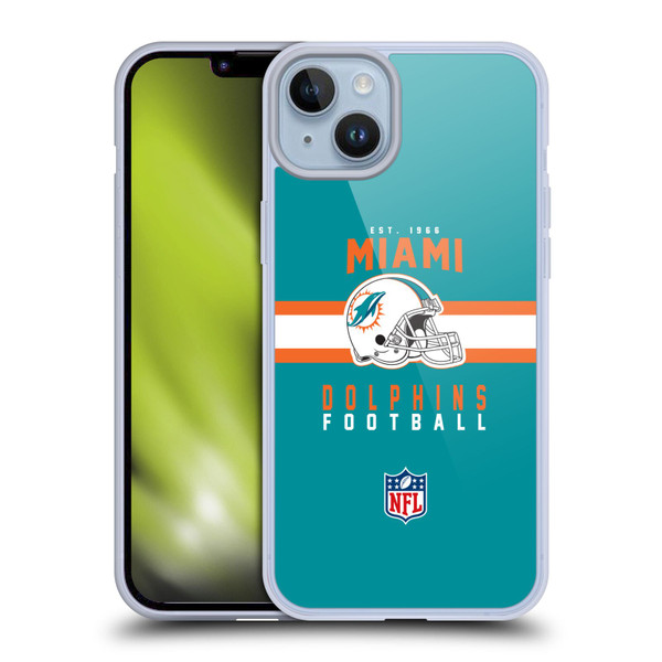 NFL Miami Dolphins Graphics Helmet Typography Soft Gel Case for Apple iPhone 14 Plus