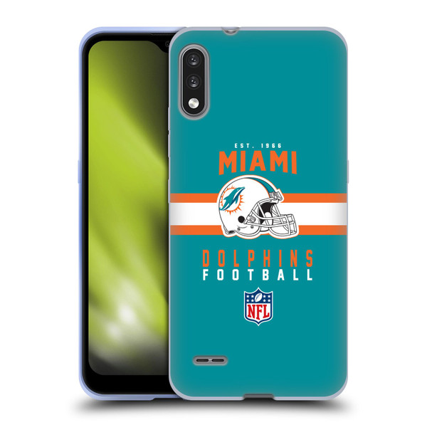 NFL Miami Dolphins Graphics Helmet Typography Soft Gel Case for LG K22