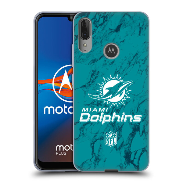 NFL Miami Dolphins Graphics Coloured Marble Soft Gel Case for Motorola Moto E6 Plus