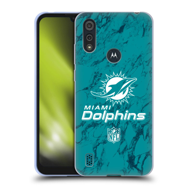 NFL Miami Dolphins Graphics Coloured Marble Soft Gel Case for Motorola Moto E6s (2020)