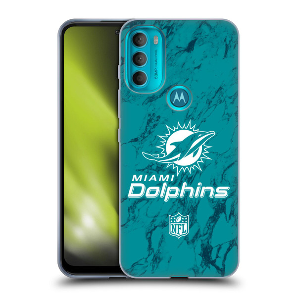 NFL Miami Dolphins Graphics Coloured Marble Soft Gel Case for Motorola Moto G71 5G
