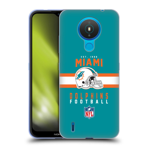 NFL Miami Dolphins Graphics Helmet Typography Soft Gel Case for Nokia 1.4