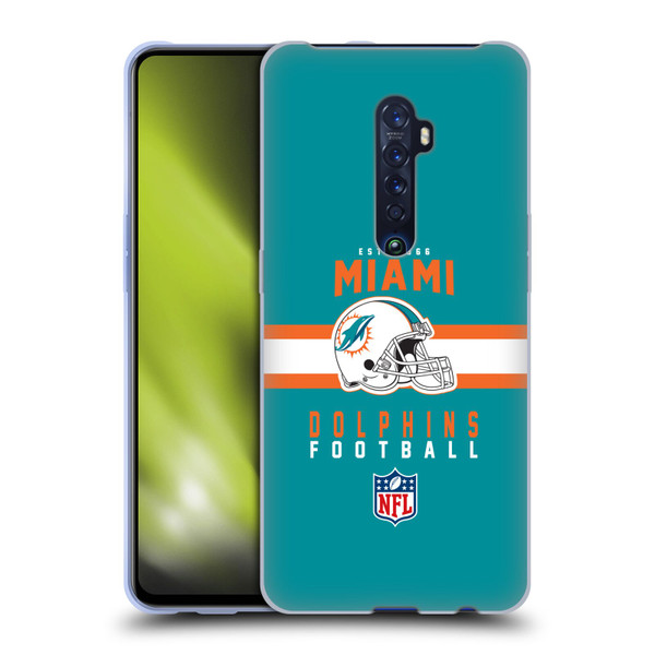 NFL Miami Dolphins Graphics Helmet Typography Soft Gel Case for OPPO Reno 2