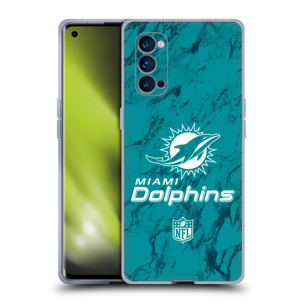 NFL Miami Dolphins Graphics Coloured Marble Soft Gel Case for OPPO Reno 4 Pro 5G