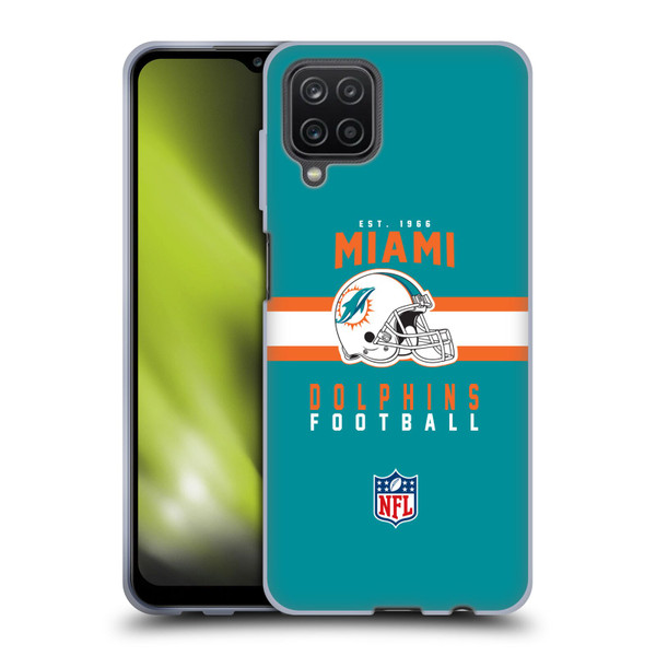 NFL Miami Dolphins Graphics Helmet Typography Soft Gel Case for Samsung Galaxy A12 (2020)