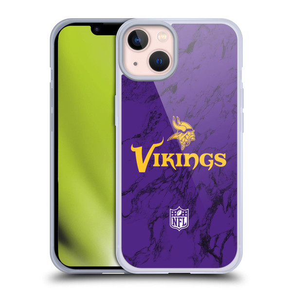 NFL Minnesota Vikings Graphics Coloured Marble Soft Gel Case for Apple iPhone 13