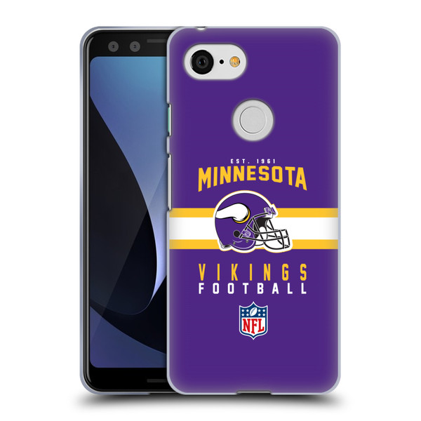 NFL Minnesota Vikings Graphics Helmet Typography Soft Gel Case for Google Pixel 3