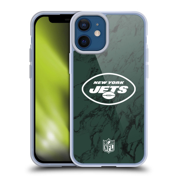 NFL New York Jets Graphics Coloured Marble Soft Gel Case for Apple iPhone 12 Mini