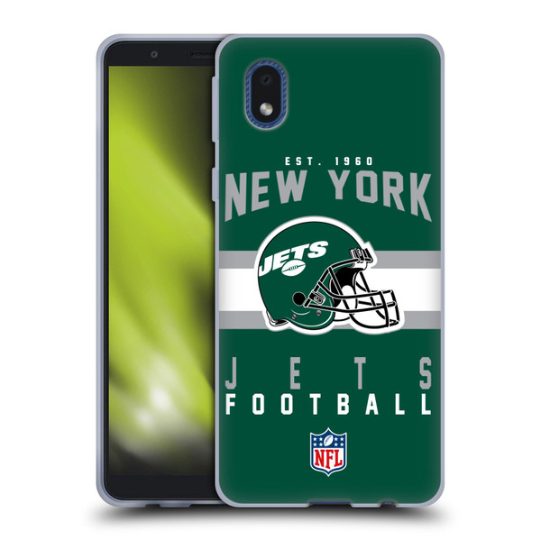 NFL New York Jets Graphics Helmet Typography Soft Gel Case for Samsung Galaxy A01 Core (2020)