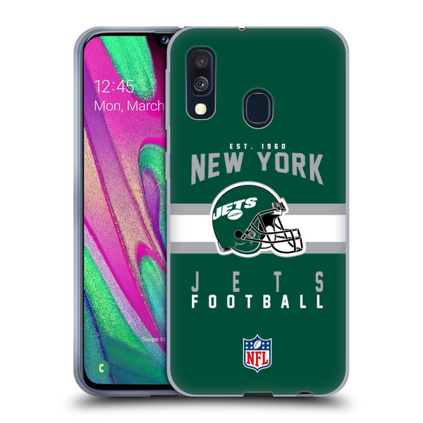 NFL New York Jets Graphics Helmet Typography Soft Gel Case for Samsung Galaxy A40 (2019)