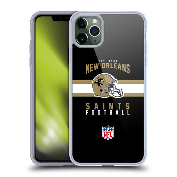 NFL New Orleans Saints Graphics Helmet Typography Soft Gel Case for Apple iPhone 11 Pro Max