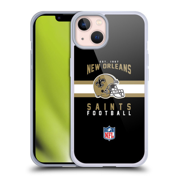 NFL New Orleans Saints Graphics Helmet Typography Soft Gel Case for Apple iPhone 13