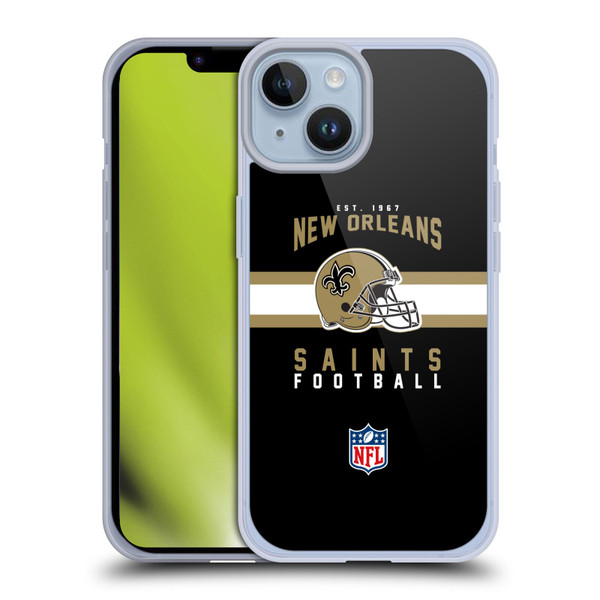 NFL New Orleans Saints Graphics Helmet Typography Soft Gel Case for Apple iPhone 14