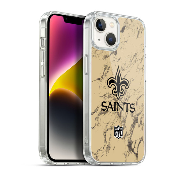 NFL New Orleans Saints Graphics Coloured Marble Soft Gel Case for Apple iPhone 14 Plus & MagSafe