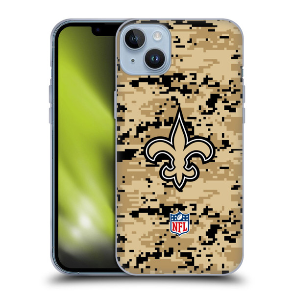 NFL New Orleans Saints Graphics Digital Camouflage Soft Gel Case for Apple iPhone 14 Plus