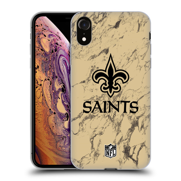 NFL New Orleans Saints Graphics Coloured Marble Soft Gel Case for Apple iPhone XR